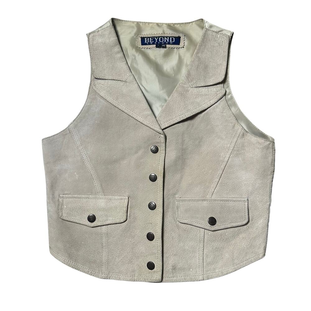 Vintage Beyond Leather Cream Tan Vest